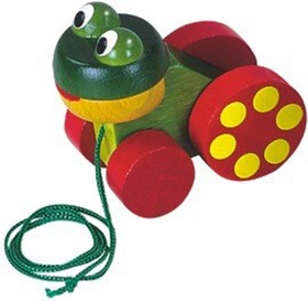 Dřevěné hračky - Tahací žabka - Kliknutím na obrázek zavřete