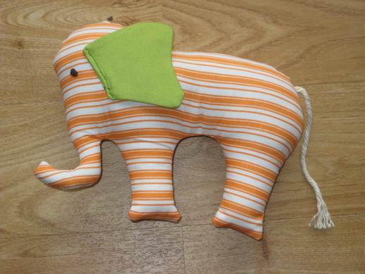 Textilní hračky - Slon bílý s oranžovými pruhy